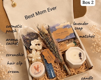 New Mom Gift Box, Lavender Soap, Candle Cosmetic Pouch