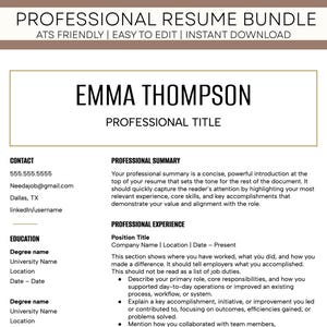 ATS Resume Template Bundle | Editable Cover Letter (Instant Download)