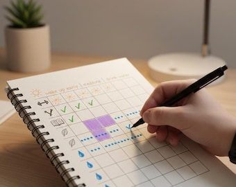 Daglig vanespårare ifyllbar PDF | Minimalistisk produktivitetsplanerare