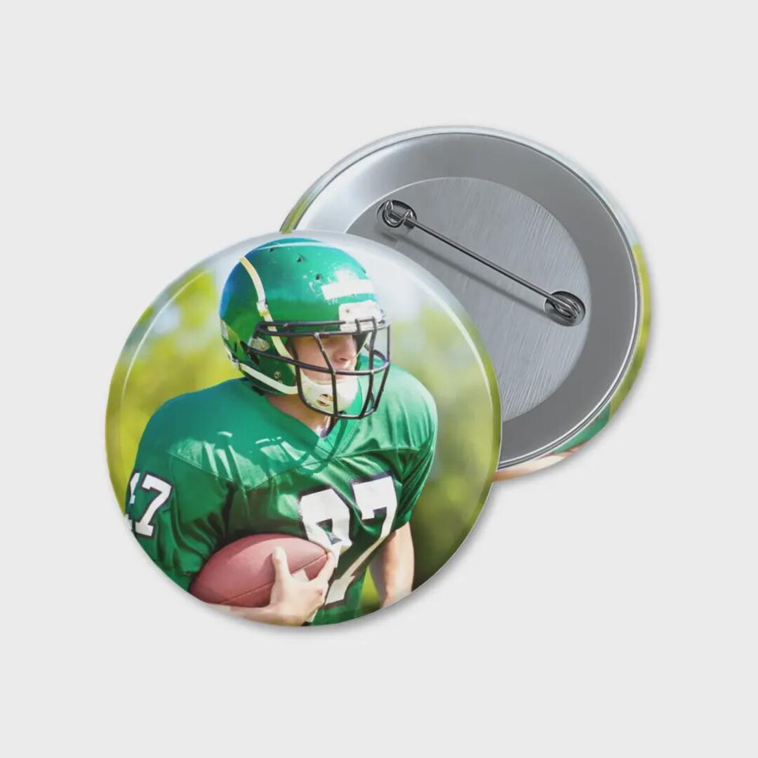 Football Pin, Photo Button, Custom Photo Accessory Pinback - Etsy