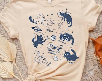 Cats in Space T-Shirt, Funny Astronaut Cat Tee, Comfort Colors
