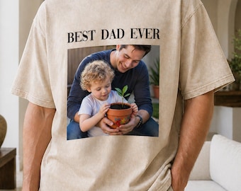 Maglietta personalizzata per la Festa del Papà con foto e testo, maglietta personalizzata "Il miglior papà di sempre", regalo per papà, marito, nonno, regalo per la famiglia.