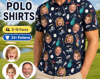 Polo de golf "El mejor papá por par", polo de golf personalizado con foto, camiseta infantil personalizada, regalo de golf para el Día del Padre, regalo de cumpleaños