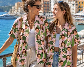 Camisa hawaiana personalizada con foto para la familia, camisa Aloha personalizada con foto, regalo personalizado para fiestas en la playa, camisas de verano para amigos y parejas.