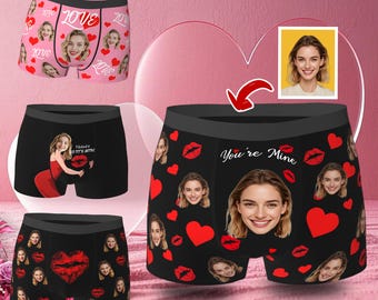 Boxershort op maat, grappig gepersonaliseerd herenondergoed met foto, cadeau voor vriend, Valentijnsdag, jubileum of verjaardagscadeau