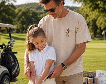 Haftowana koszulka golfowa Best Dad By Par, spersonalizowana koszulka golfowa, spersonalizowany prezent na Dzień Ojca dla taty, prezent urodzinowy dla taty, prezent od dzieci