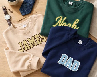 Bluza z haftowanym imieniem dla taty, spersonalizowana bluza z szenili, sweter z imieniem dla dziecka, prezent na Dzień Ojca, prezent urodzinowy dla niego