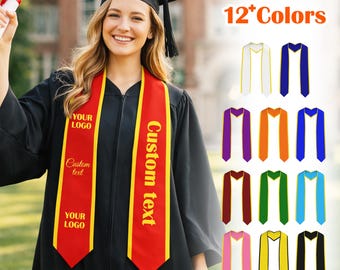 Estola de graduación personalizada con tu diseño, banda de graduación con logotipo y texto personalizados, estola de la promoción de 2026, regalo único para graduados, regalo de recuerdo