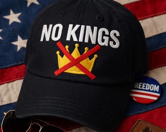 Cappello ricamato No Kings / Cappello con dichiarazione di libertà / Cappello con citazione politica minimale