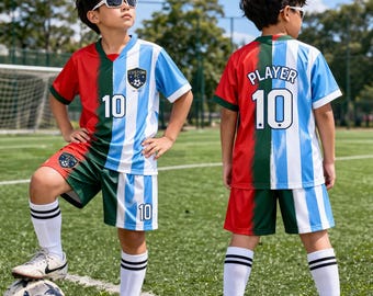 Custom Half Half Soccer Jersey Set, Personalized Football Shirt with Name, Number