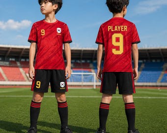 Custom Korea Soccer Jersey Set for Boys, Personalized Name Number Football Uniform