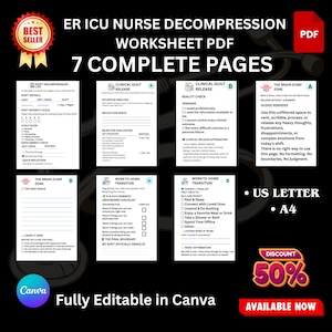 ER ICU Nurse Decompression Worksheet, Clinical Guilt Release Journal (PDF Download)