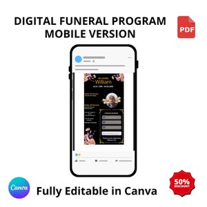 Trauerprogramm zur Beerdigung in Schwarz und Gold (Digitaler Download)
