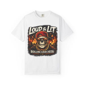 Camiseta Loud & Lit Skull Flames Rolling Loud 2026 / Camiseta de la gira de conciertos