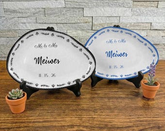 Personalized Mr & Mrs Wedding Plate, Custom Ceramic Plate Keepsake, Couple Name Date Gift, Anniversary Gift, Newlywed Gift P52ZL70