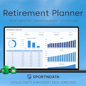 Retirement Portfolio Tracker Spreadsheet | Investment Planner (Numbers, Excel, Sheets)