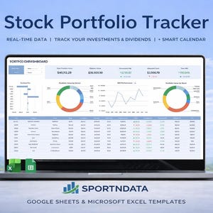 Stock Portfolio Tracker Spreadsheet | Investment Tracker Google Sheets Excel | SPORTNDATA