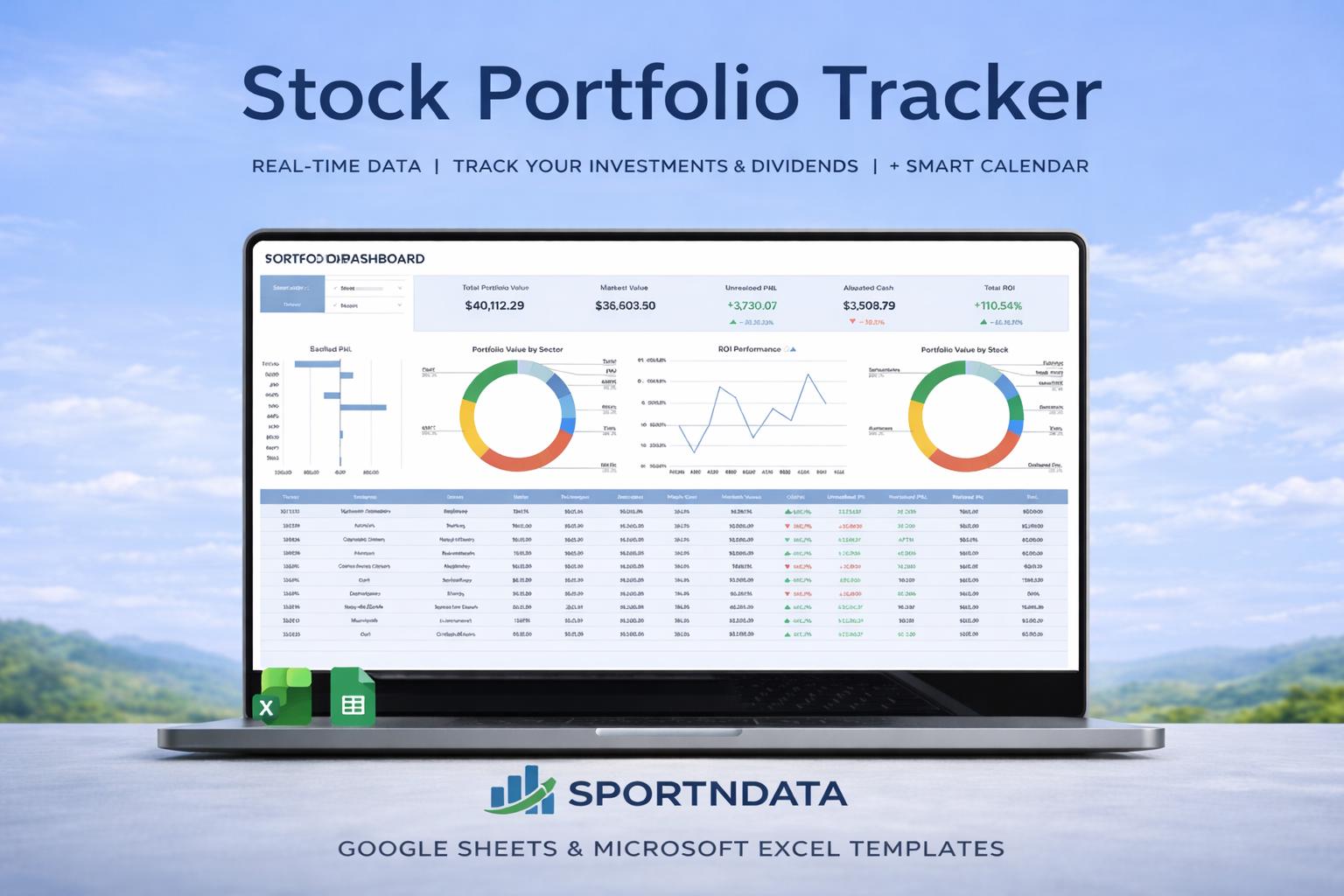 Stock Portfolio Tracker Spreadsheet | Investment Tracker Google Sheets ...
