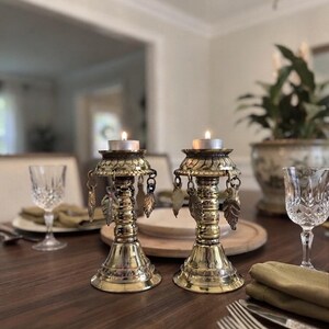 Handmade Brass Panas – Traditional Nepalese Candle Holder | 14cm & 17cm | Solid Brass Home Decor