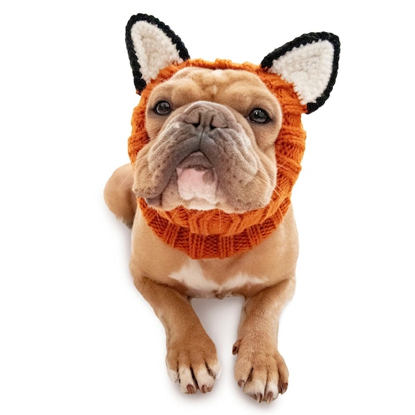 Fox Dog Snood | Knit Crochet Dog Hat | Easter Dog Costume | Ear Warmer