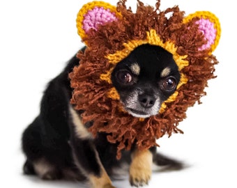 Tour de cou pour chien lion | Bonnet pour chien en tricot au crochet | Déguisement de chien de Pâques | Cache-oreilles