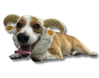 Ram Dog Snood | Knit Crochet Dog Hat | Easter Dog Costume | Ear Warmer