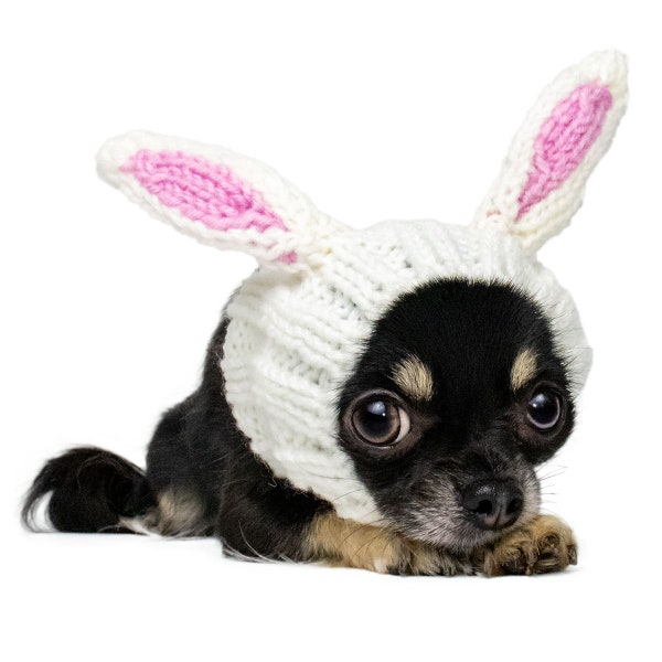 Bunny Rabbit Dog Snood | Knit Crochet Dog Hat | Easter Dog Costume | Ear Warmer