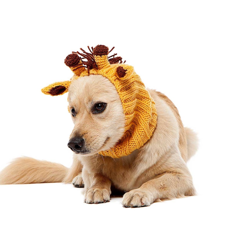 Giraffe Dog Snood Knit Crochet Dog Hat Easter Dog Costume Ear Warmer image 1