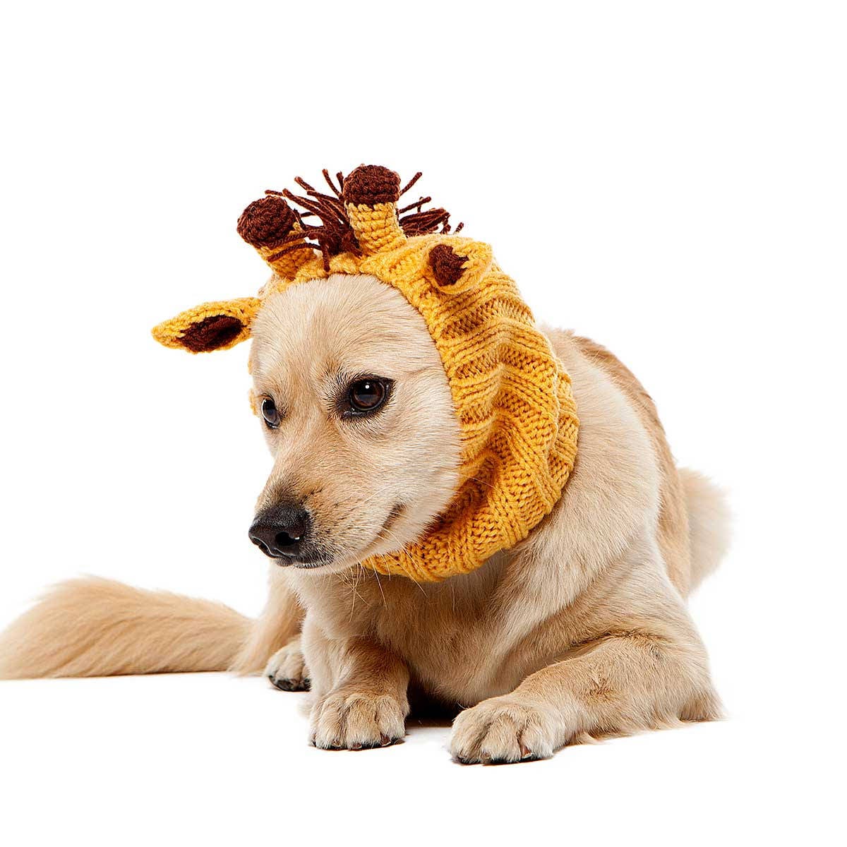 Girafe Dog Snood | Chapeau de Chien Au Crochet en Tricot Costume d'halloween Chauffe-Oreilles