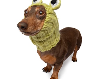 Frog Dog Snood | Knit Crochet Dog Hat | Halloween Dog Costume | Ear Warmer