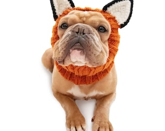 Redecilla de zorro para perro / Gorro de punto a crochet para perro / Disfraz de Halloween para perro / Calentador de orejas
