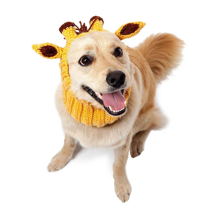 Giraffe Dog Snood Knit Crochet Dog Hat Easter Dog Costume Ear Warmer image 2