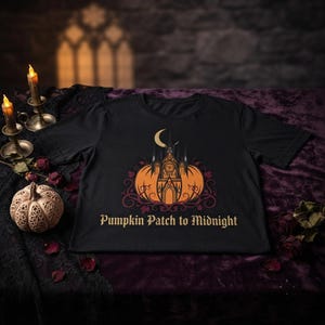 Pumpafält till midnatt katedral gotisk t-shirt | Halloween till Gothmas spöksäsongströja