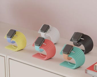 Base de carga para Apple Watch (solo cargador oficial) / Soporte moderno para reloj con impresión 3D / Base de carga minimalista para escritorio y mesita de noche
