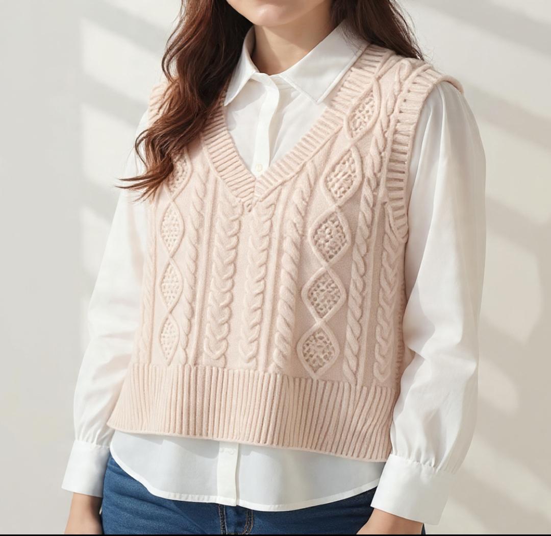 Gilet Sans Manches Femme Col V Avec Bouton - Pull Tricoté Décontracté Couleur Unie - Matière Polyester - Pour Bureau, Sortie, Style Casual