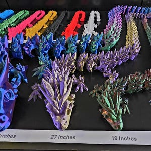 3D-utskriven kristalldrakleksak, ledad flexibel skrivbordsdekoration, fidget-föremål