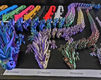 3D Printed Crystal Dragon Toy, Articulated Flexi Desk Decor, Fidget Item
