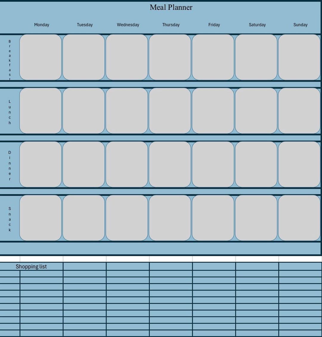 Digital Weekly Meal Planner Template - Etsy