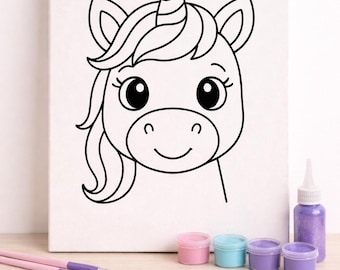 Personalized Unicorn Painting Canvas – Kids Art Activity