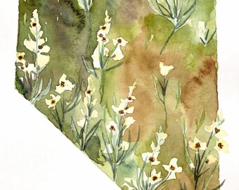 Nevada State digital print, state flower sagebrush