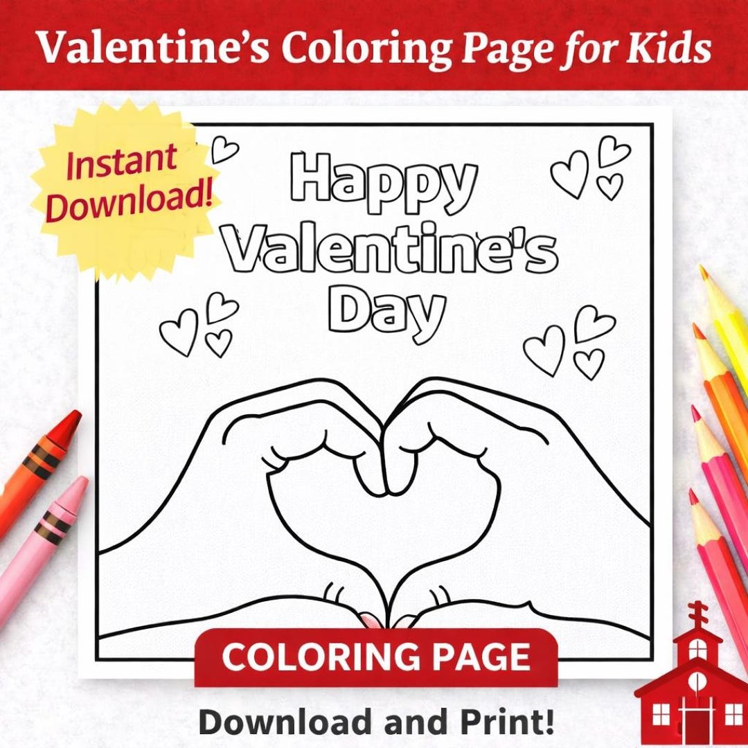 Valentine Coloring Page for Kids | Classroom Valentines Printable ...