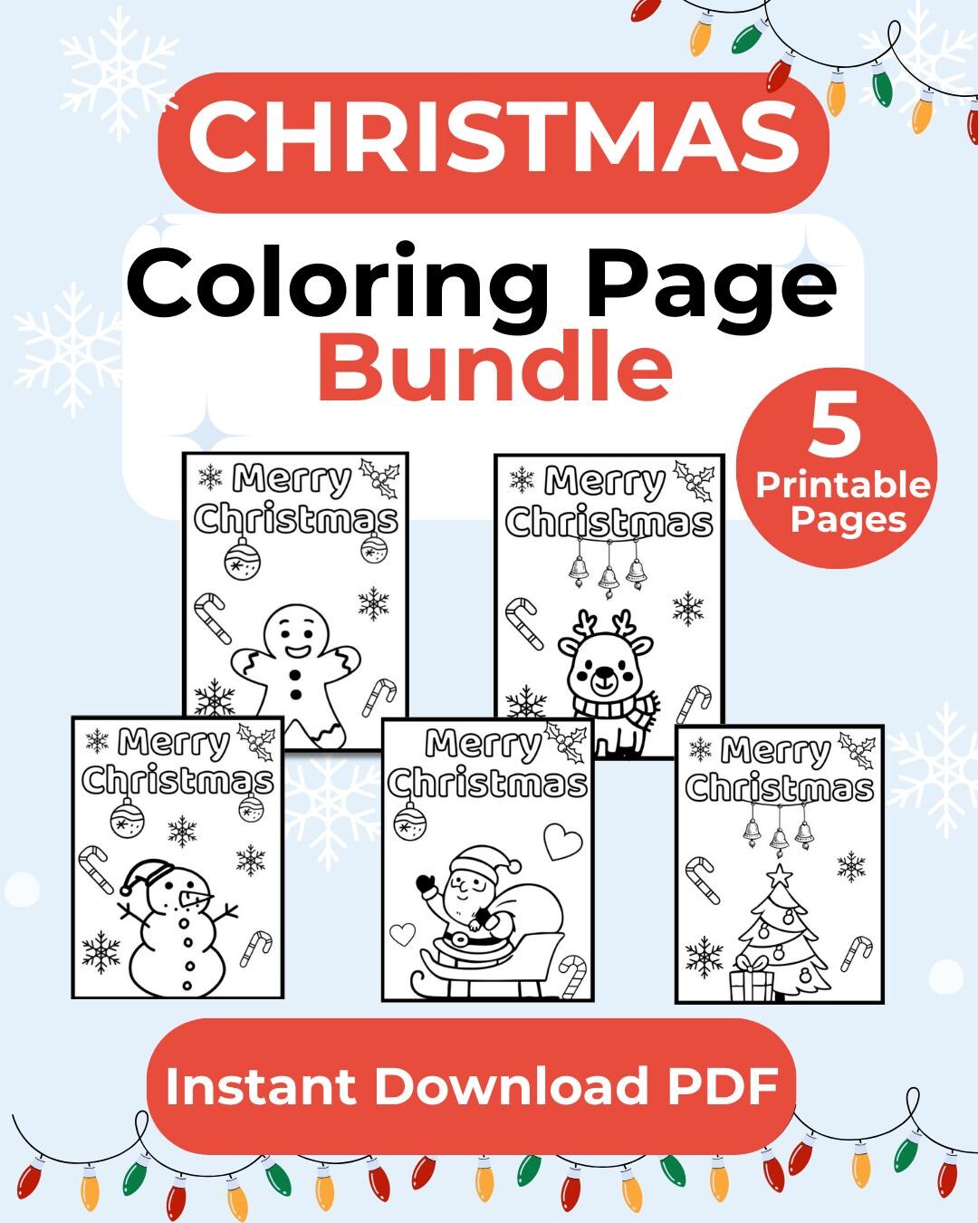 Kids Holiday Printables | Christmas Coloring Pages Bundle | Kids ...
