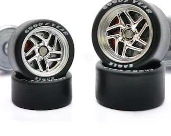 PREMIUM 1:64 scale wheels custom w/ disc brakes (1-17)  sets fit hot wheels ,wheel swaps ,diecast cars, model car accessories, rubber tires