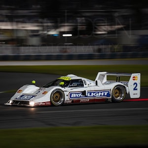 Jaguar XJR-16 Bud Light | Daytona Night Race Photography | IMSA Sports Car Wall Art Print for Garage, Office, or Man Cave