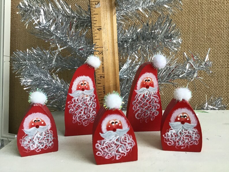 Hand painted mini wood Santa image 1