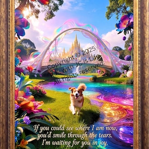 Rainbow Bridge Pet Loss Card • Printable 5×7 • Healing Dog Sympathy Card • If You Could See Where I Am Now • Digital Download