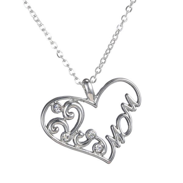 Collier avec pendentif coeur en cristal maman