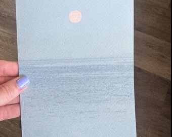 Moon Stillness – Minimal Coastal Ocean Fine Art Greeting Card | Limited Paper Edition