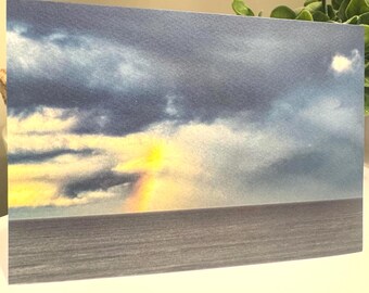 Stormlight Over the Pacific | Coastal Rainbow Fine Art Greeting Card | Blank Inside | Limited Paper Edition