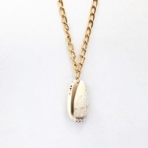 Olive Shell Choker Necklace, Gold Shell Choker, Natural Shell Pendant, Coastal Summer Necklace, Handmade Australian Jewellery